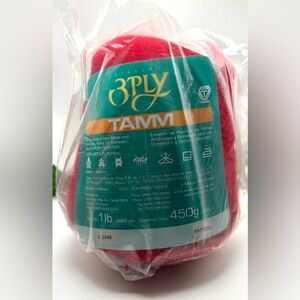 3 Ply Tamm Cone Red Knitting Yarn Machine or Hand NIB 1 Lb 2564 Yards